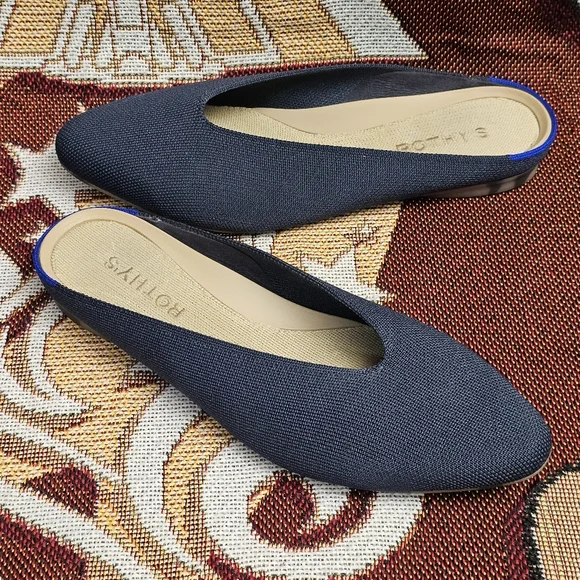 Rothy's Almond Toe Demi Flats Mules Navy Women's Size 7 Shoes Loafers Rothys - Picture 5 of 13